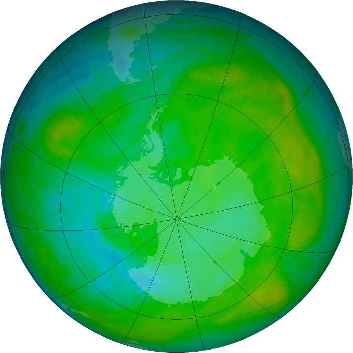 Antarctic ozone map for 17 January 1983